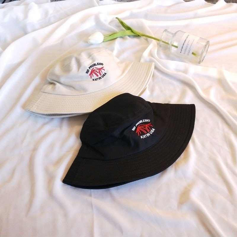 Nón Bucket Thêu Cây Dừa No Problemo - Mũ Bucket Thêu No Problemo Katin USA