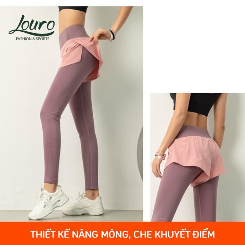 Đồ tập gym nữ Louro QL52, kiểu quần tập gym nữ có quần short liền, vải co giãn 4 chiều, thoáng mát 👆