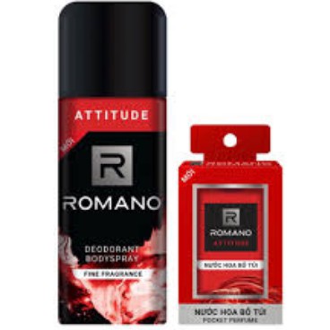 ROMANO COMBO XỊT KHỬ MÙI BODY HƯƠNG ATTITUDE 150ML VÀ NƯỚC HOA  MINI 18ML