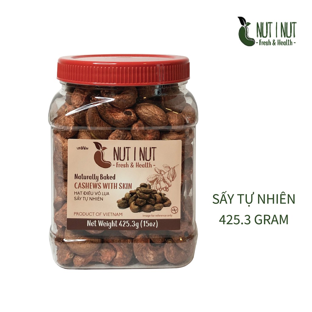 Hạt điều Nut I Nut vỏ lụa sấy tự nhiên hũ 425.6 gram - UP &amp; WIN