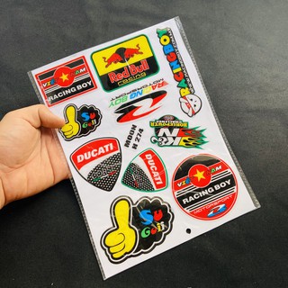 TẤM TEM DẬP NỔI NHIỀU LOGO MẪU LOGO DUCATI, RACING BOY, K&N TRANG TRÍ XE SIÊU CHẤT