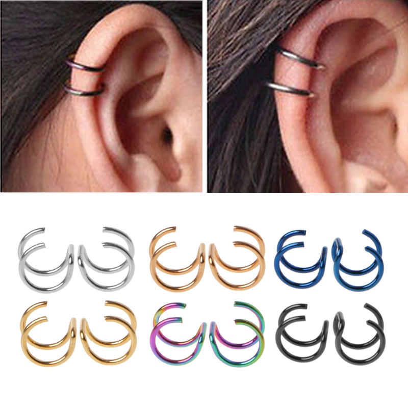 Khuyên Xỏ Mũi / Môi / Tai / Cơ Thể Không Cần Xỏ Lỗ Bằng Titan 2 Kiểu Helix