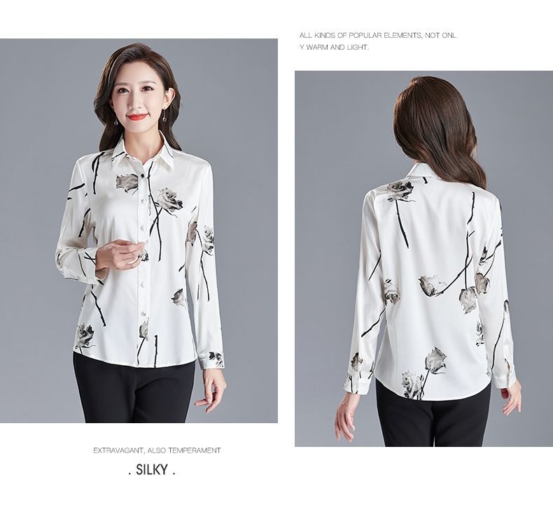 High-End Western Style Chiffon Blouse Women's Long-Sleeved Top2021Spring and Summer New Slimming Temperament Wild Bottoming Shirt for Women