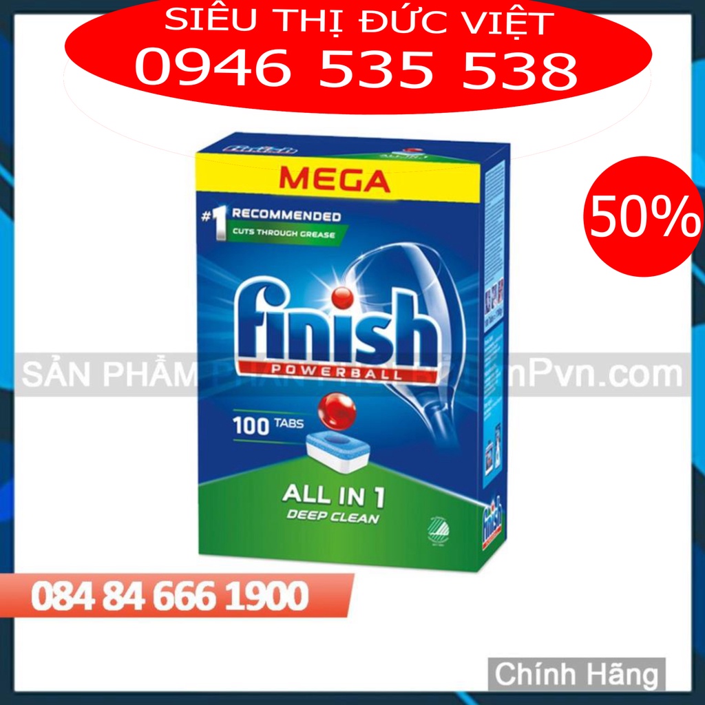 Combo Viên rửa bát Finish All in one 120 viên + Muối rửa bát finish 1.5kg + Nước trợ xả máy finish 800ml