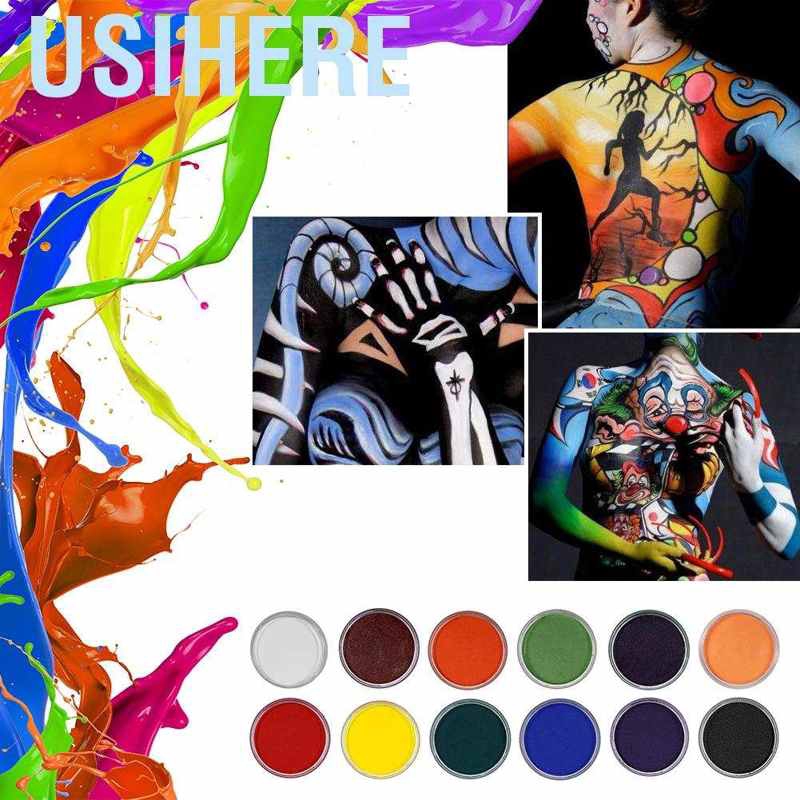 (Hàng Mới Về) Bảng Màu Vẽ Cơ Thể Hóa Trang Halloween 12 Màu Usihere