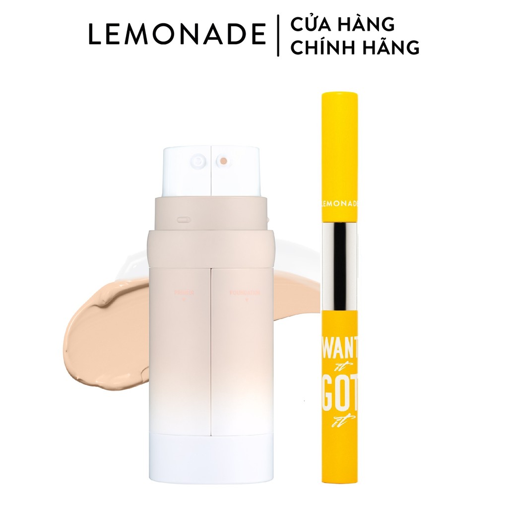 Combo Lemonade Kem nền Perfect Couple Dual Foundation 30g và Chì kẻ mày 2 đầu Want It Got It 2.75g