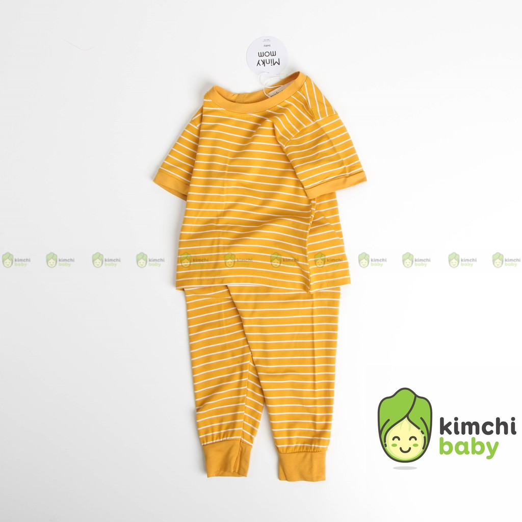 Đồ Bộ Bé Trai, Bé Gái Minky Mom Vải Thun Lạnh Hoạ Tiết Kẻ Ngang, Bộ Dài Tay Cho Bé Mặc Nhà MKMTD2107