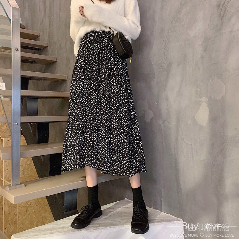 Chân Váy Midi Họa Tiết Hoa Nhún Bèo Nữ Tính C8173 | BigBuy360 - bigbuy360.vn