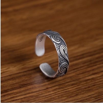 Nhẫn Nam Hình Vân Mây Cloudy Ring Merin Accessories Thời Trang Basic Màu Bạc Đẹp Cao Cấp - Nhẫn Nam Thép Titan Không Gỉ