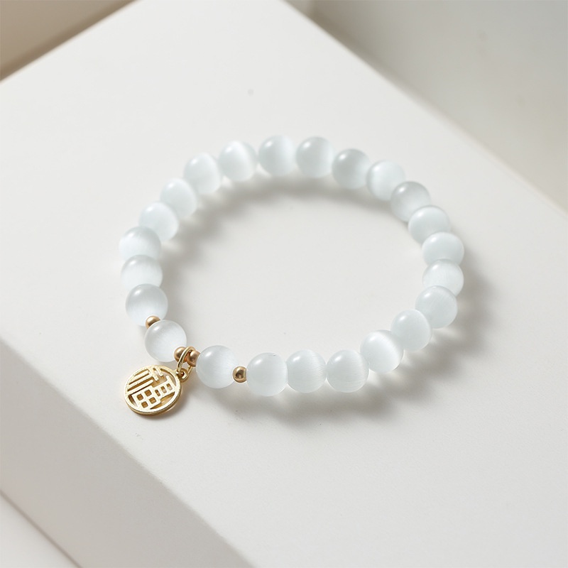 [Hàng Mới] Vòng Đeo Tay Hạt Đá Opal Fu Nhỏ Nhắn