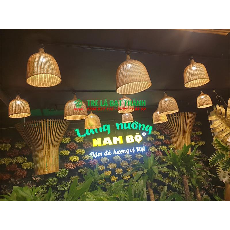 Đèn mây cổ chai  - Đèn mây tre trang trí, chao đèn thả trần