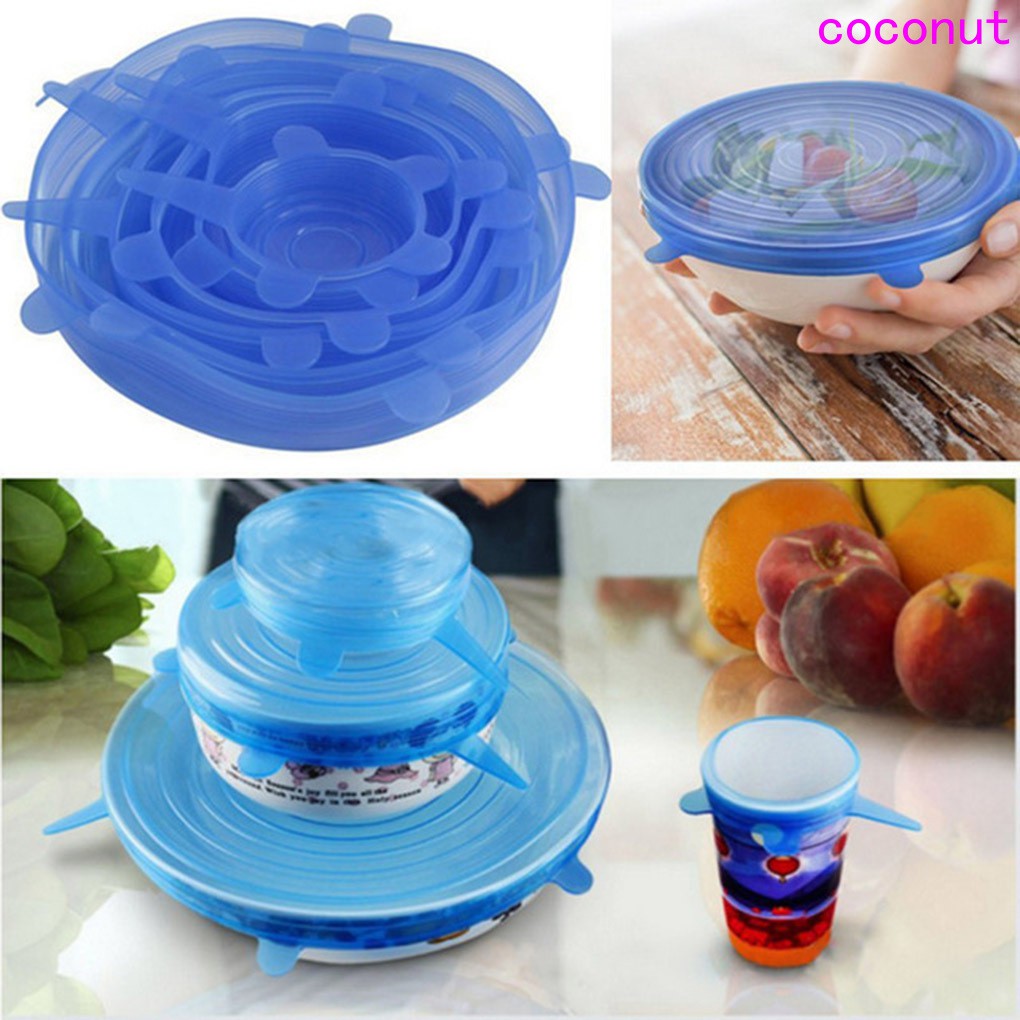 Set 6 Nắp Đậy Thực Phẩm Bằng Silicon Tiện Lợi