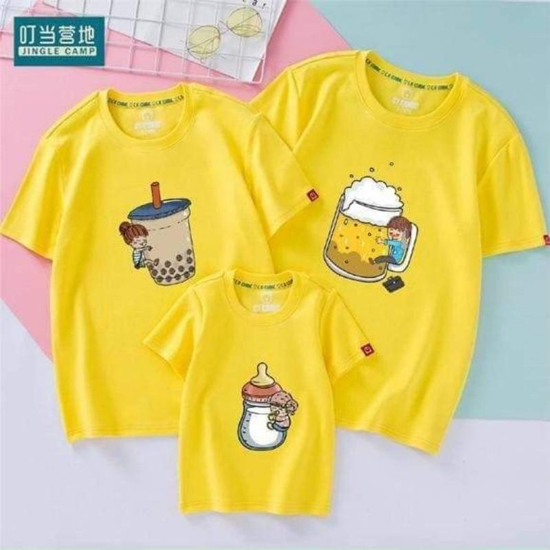 Áo thun gia đình màu vàng 3, 4, 5 người cặp đôi, nhóm vải đẹp