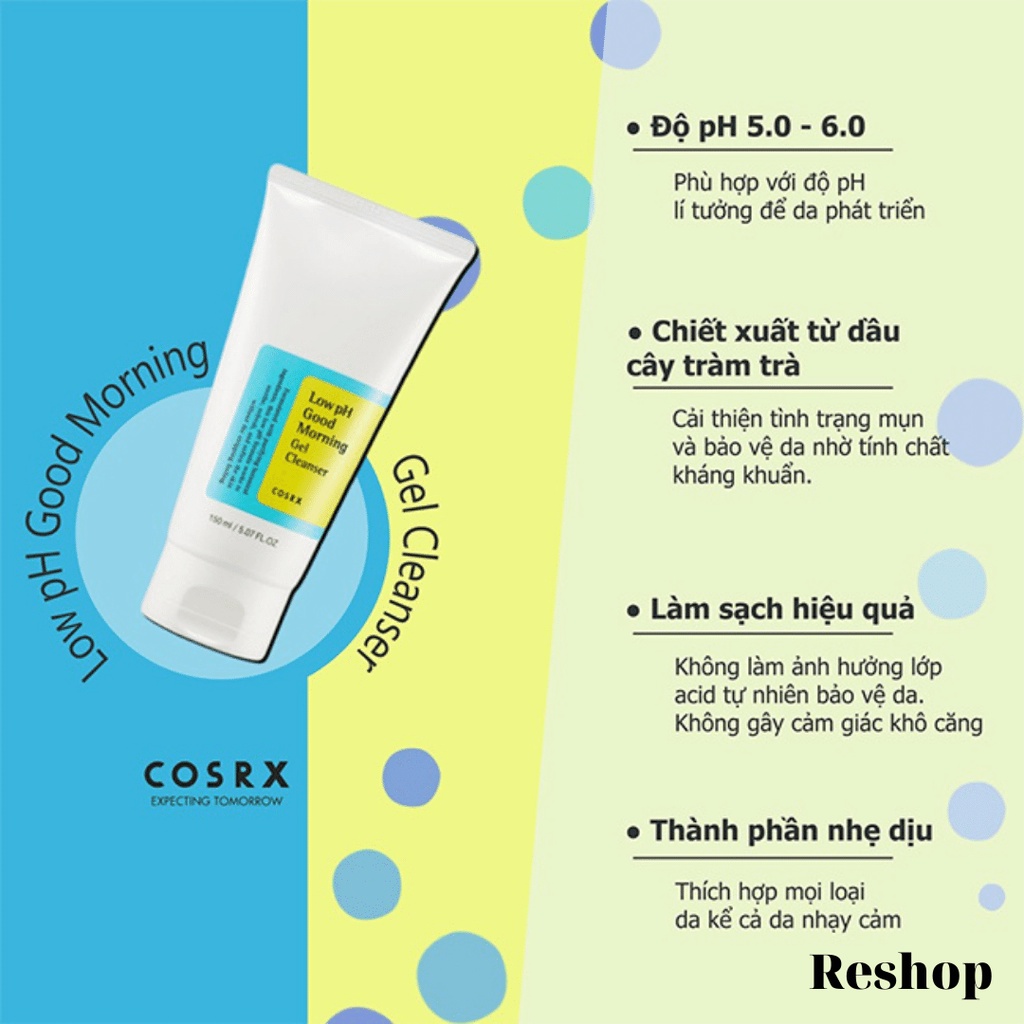 Sữa Rửa Mặt Dịu Nhẹ Cosrx Low Ph Good Morning Gel Cleanser 150ml