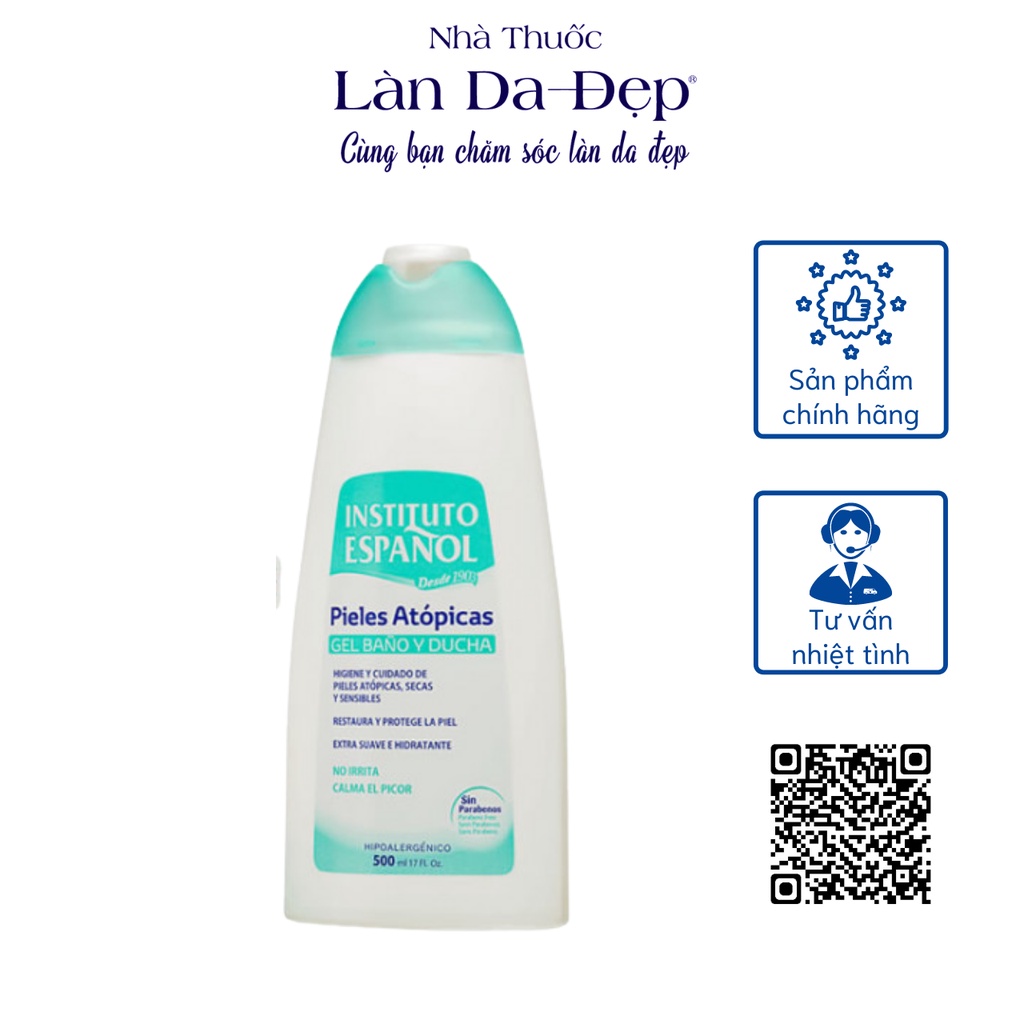 Sữa tắm Instituto Espanol Apic Skin Bath And Shower gel body dạng gel dưỡng ẩm cho da khô nhạy cảm 500ml