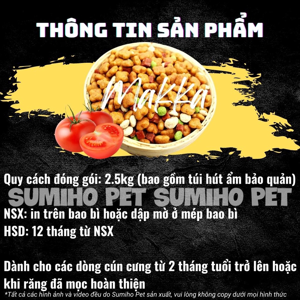 Hạt thức ăn cho chó Makka túi 2.5kg (bò, rau củ, sữa dê, yến mạch)