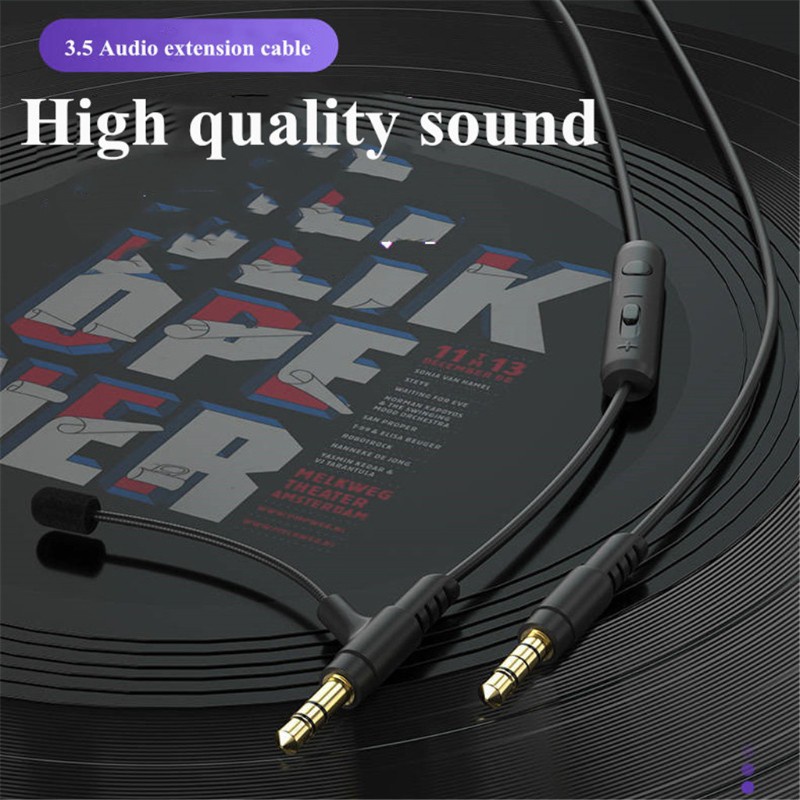 DOU 1.2M Boom Microphone Cable Mic For 3.5mm Headphone With Condenser Mic For Phone PC For Boompro Gaming Headset V-MODA