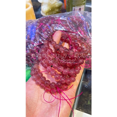 Vòng tay dâu tây đẹp 8a siêu vip có kiểm định strawberry quartz