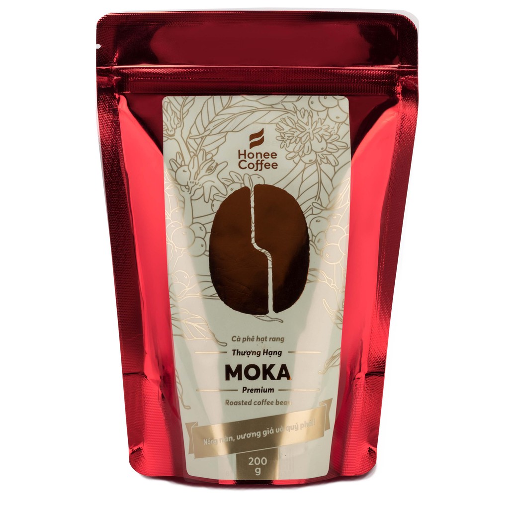 Cà Phê Moka Hạt Rang Xay Thượng Hạng HONEE COFFEE 200g - NGON NGON CÀ PHÊ