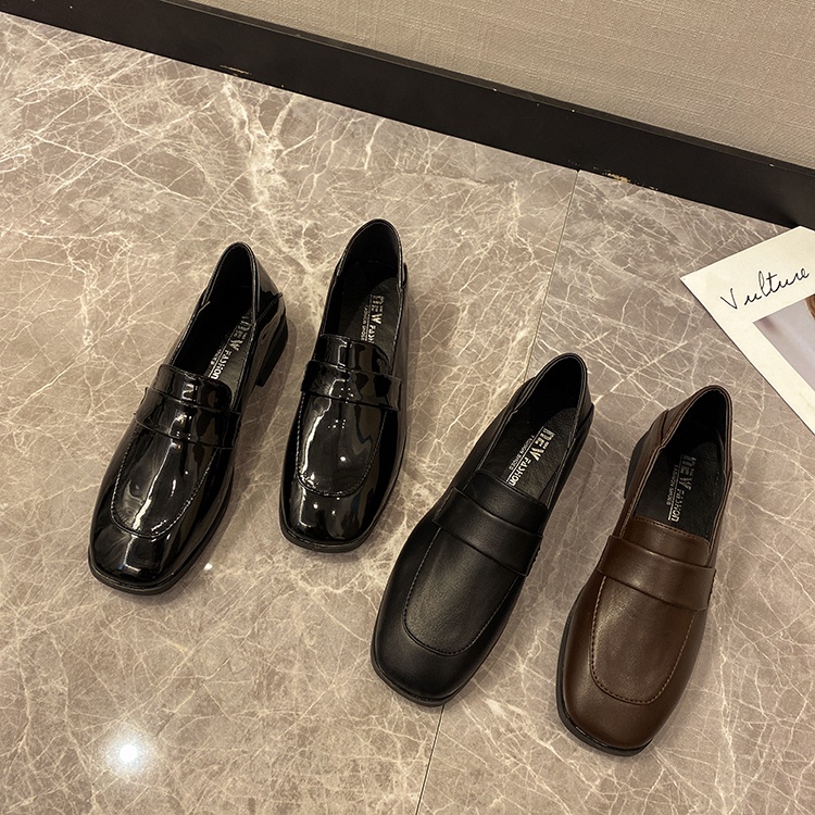 Giày loafer mũi vuông bệt đeo 2 kiểu vintage Hàn quốc