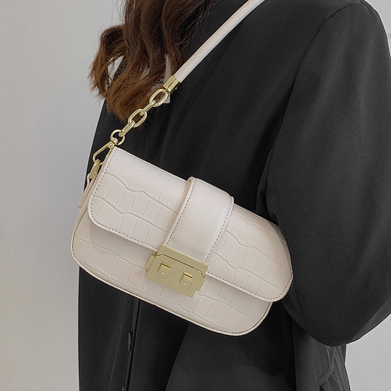 Túi đeo vai IELGY hình vuông cỡ nhỏ họa tiết vân đá phối dây xích kiểu Hàn Quốc thời trang cho nữ