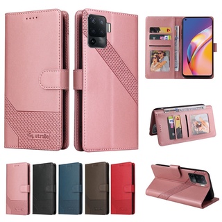 Ốp điện thoại da PU kiểu ví gập cho OPPO A15 A52 A53 A72 A74 A92 A93 A94 4G Find X3 Pro Reno 5F Realme 8 C21 A15S A53S