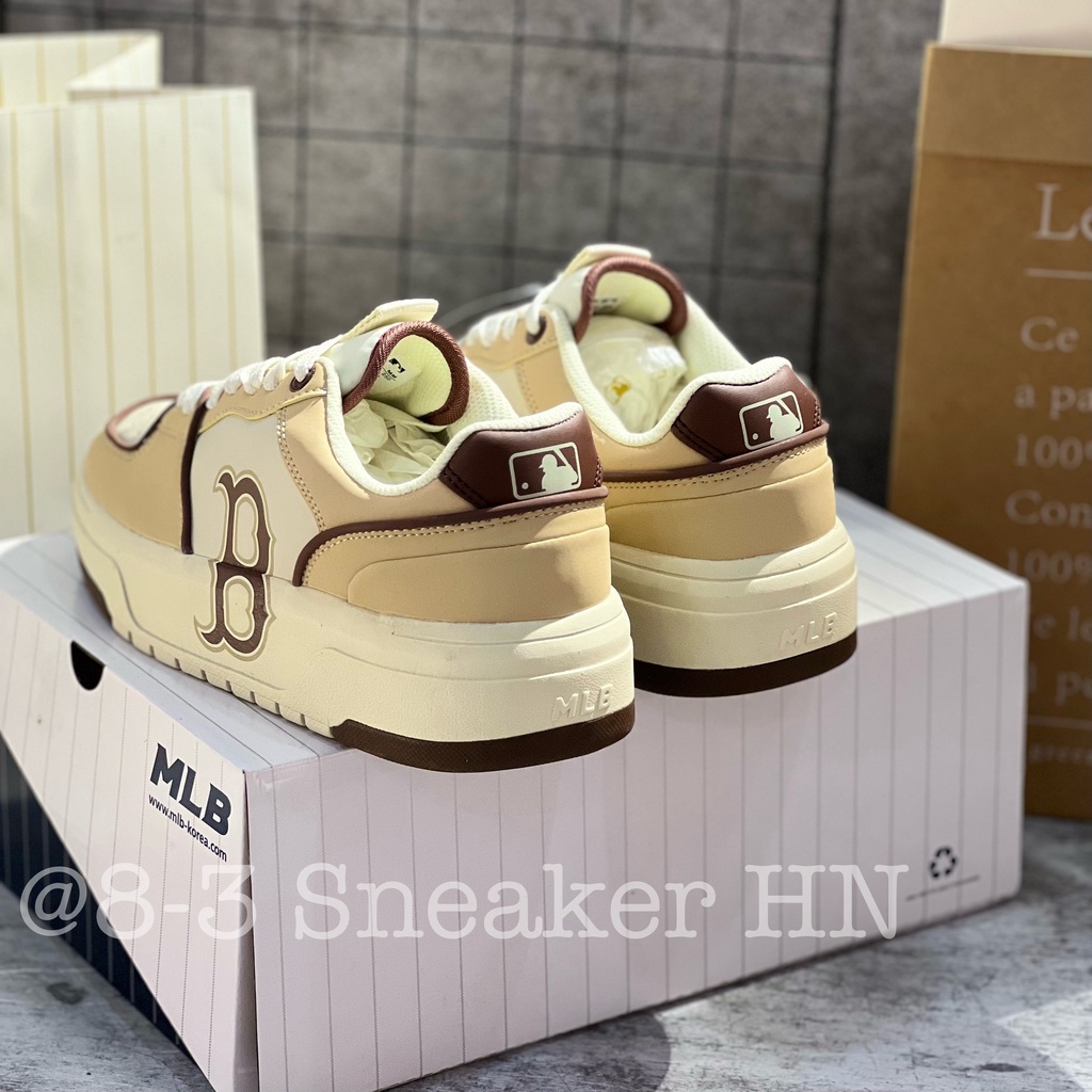 GIÀY THỂ THAO MLB Liner Chữ B Nâu Kem Cao Cấp, Giày Chunky Ofwhite Boston Nâu Mới