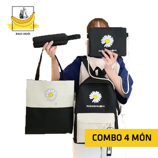 [COMBO 4 MÓN] Balo nữ, túi xách nữ đi học thời trang HOA CÚC PHỐI - 4 màu