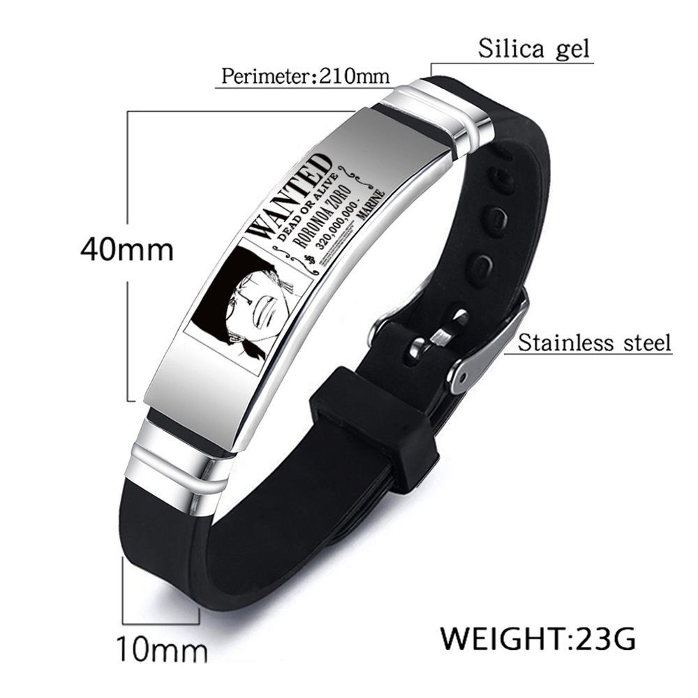 Vòng Tay Silicon Thép Không Gỉ Hình Anime One Piece Monkey D Luffy Đội Mũ Rơm Cá Tính