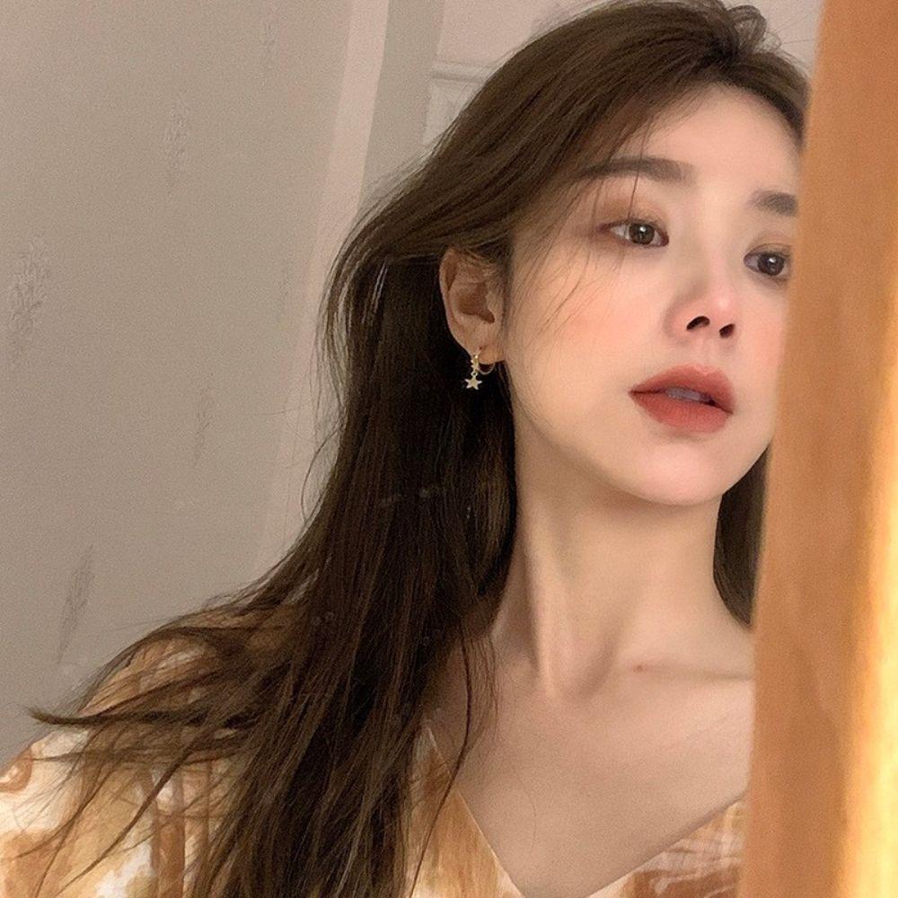 Khuyên Tai Vòng Đính Đá Zircon Hình Ngôi Sao Phong Cách Mới Cho Nữ