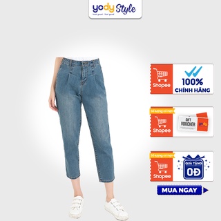 Quần jean nữ YODY phối khuy cạp vừa phong cách Ulzzang Hàn Quốc hai màu cực đẹp, quần jean ống Baggy co giãn QJN3076