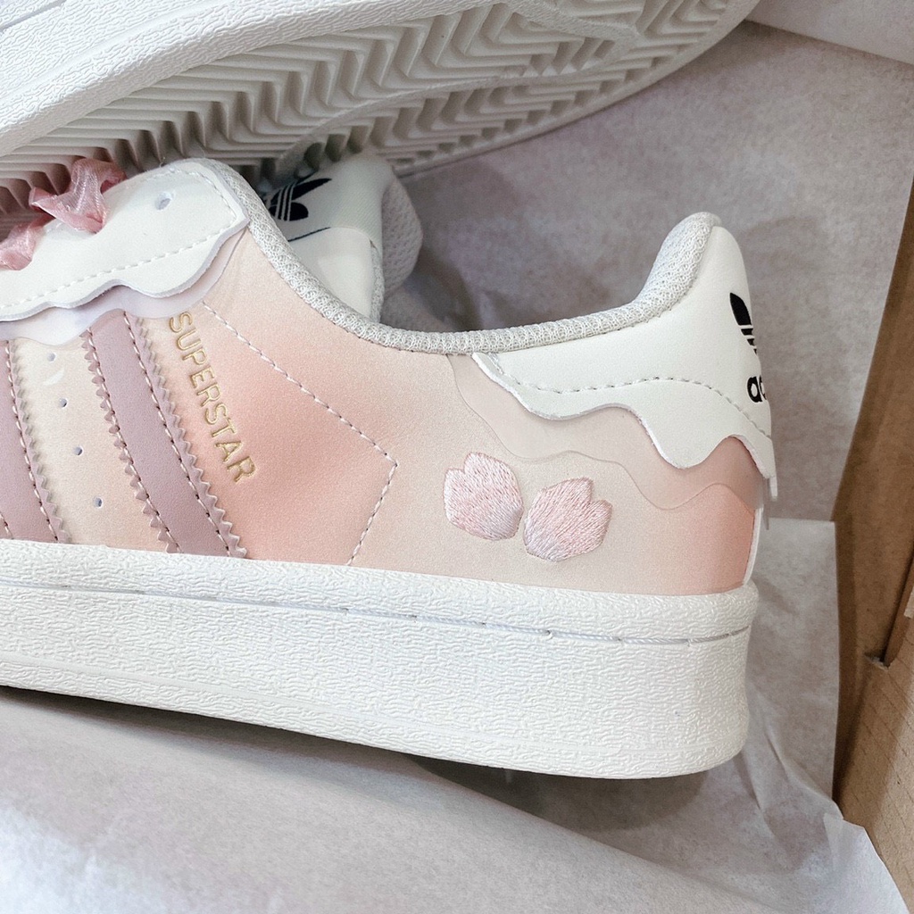 Giày thể thao Adidas Superstar với 3 mẫu sò hot 2022,Giày sneaker Adidas Sò hồng-xanh-trắng cao cấp nam nữ full phụ kiện