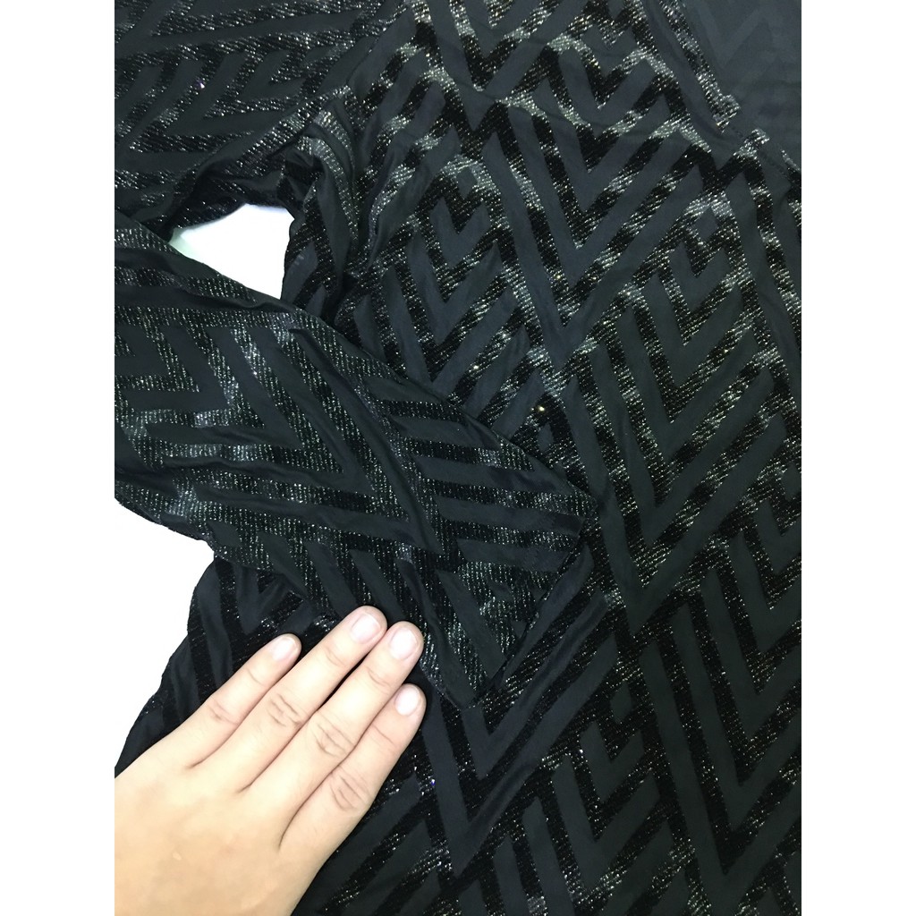 Bodysuit F21+ Tay Dài Cổ Tim Đen Kim Tuyến Bigsize | BigBuy360 - bigbuy360.vn