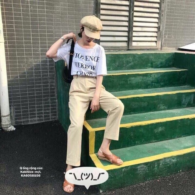 Quần kaki ống rộng cúc (KA)