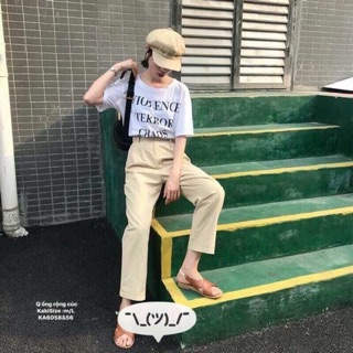 Quần kaki ống rộng cúc