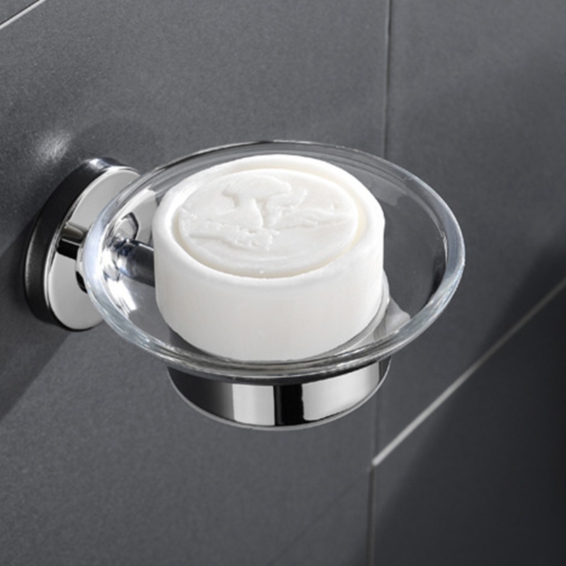 Giá Đỡ Xà Phòng Gắn Tường Hình Tròn Bằng Thủy Tinh