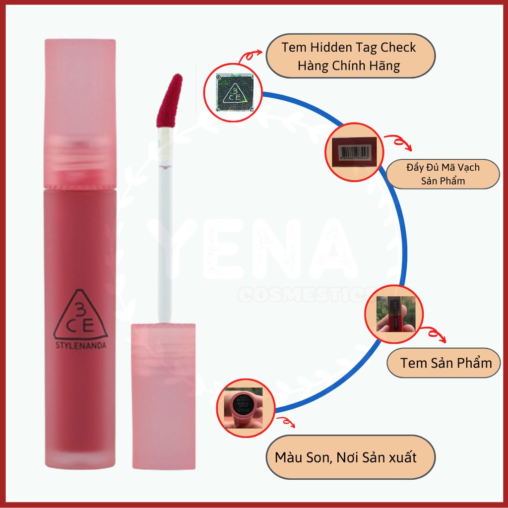 Son kem lì 3CE Blue Water Tint  mã DOUBLE WIND màu đỏ hồng đất