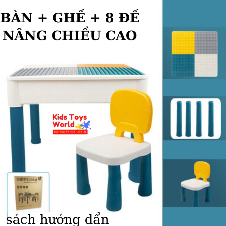 Bộ bàn xếp hình lego loại lớn 292 chi tiết, 1 bàn 1 ghế 1 bộ lego đa năng đầy đủ