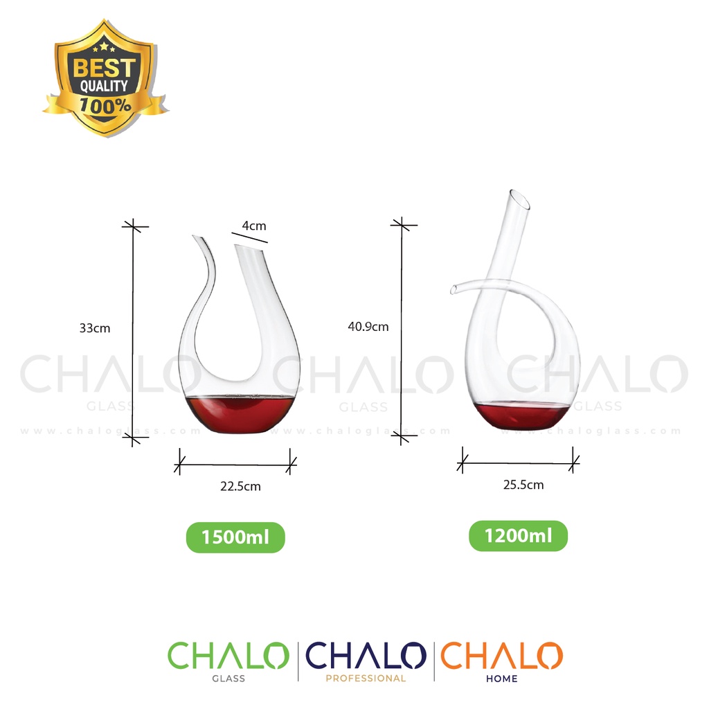 Bình thở rượu vang Decanter dáng chữ U và số 6 -  1500ml &amp; 1200ml  - Sản xuất thủ công
