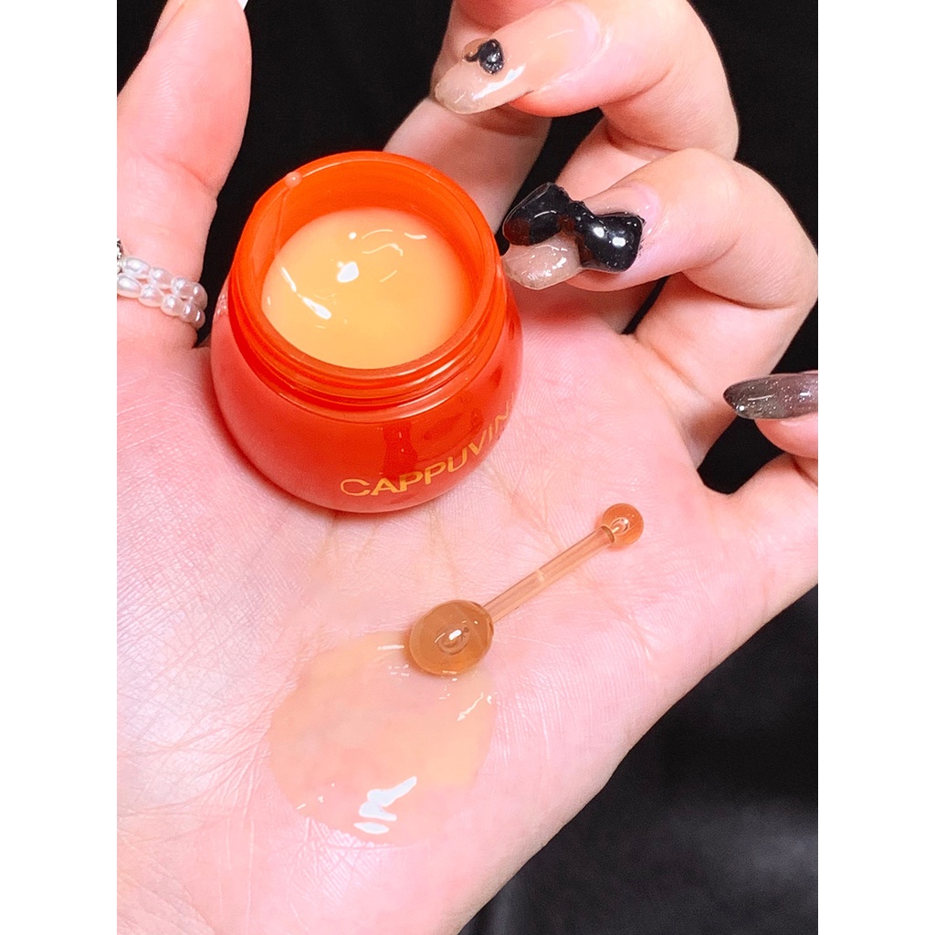 Mặt nạ môi CAPPUVINI ANNIES dưỡng ẩm làm mờ nếp nhăn chăm sóc đôi môi khi ngủ kiểu dáng lọ mật ong