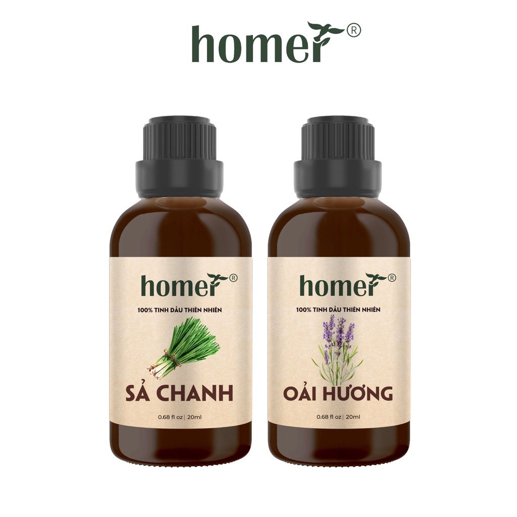 Combo 2 tinh dầu Sả Chanh + Oải Hương Homer 20ml/chai