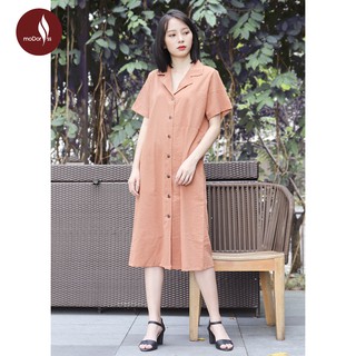 Đầm váy sơ mi nữ dáng suông màu nâu moDoriss moD003