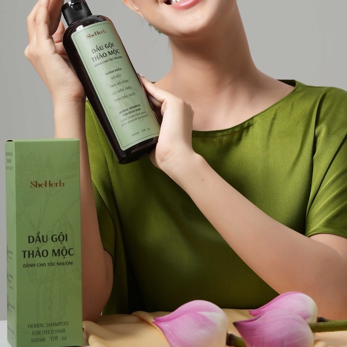 Dầu Gội Tóc Nhuộm Ngăn Ngừa Rụng Tóc Thảo Mộc SheHerb - Giữ Màu, Phục Hồi Nang Tóc 500ml