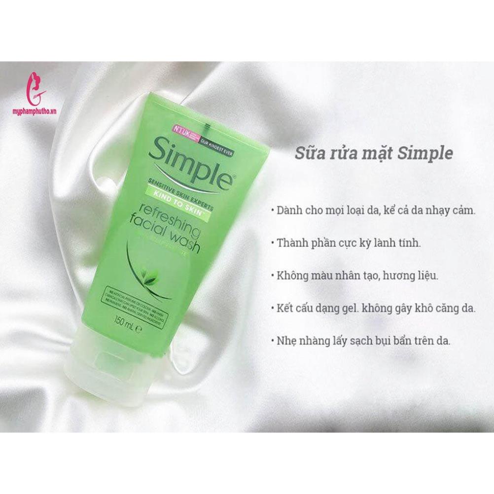 Sữa rửa mặt simple gel 150ml làm sạch da dầu mụn, da khô , da nhạy cảm ⚡️CÓ MÃ FREE SHIP⚡️ | BigBuy360 - bigbuy360.vn