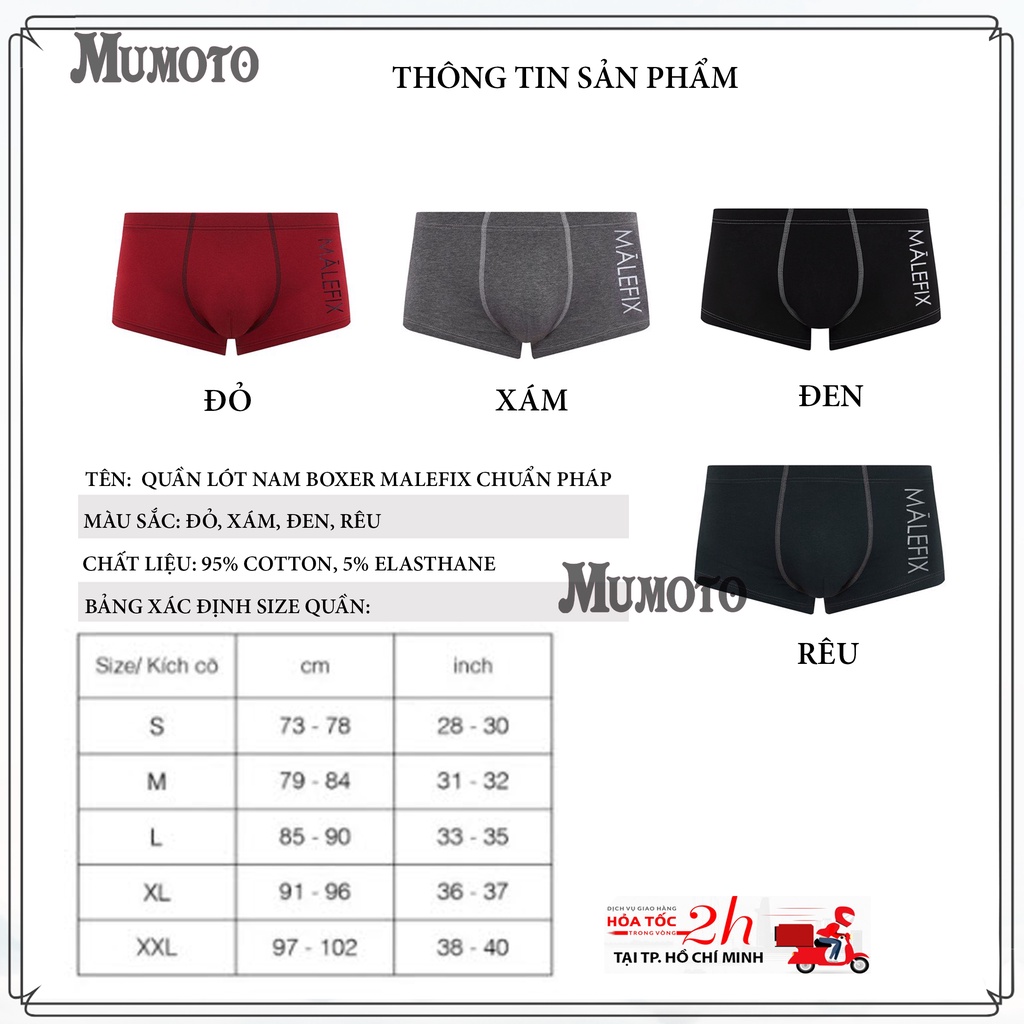 Quần lót boxer nam Mafefix xuất Pháp chất liệu cotton co giãn thấm hút mồ hôi tốt