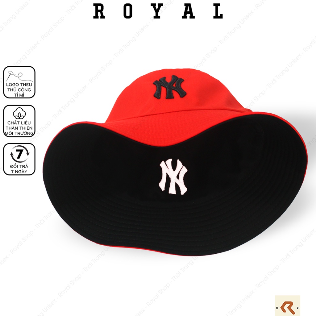 Mũ Bucket Nón Bucket Tai Bèo Nam Nữ 2 Mặt Ny Vải Kaki new york yankees Unisex - Royal Caps
