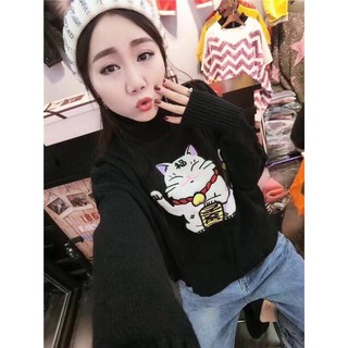 ÁO LEN CỔ LỌ MÈO THẦN TÀI