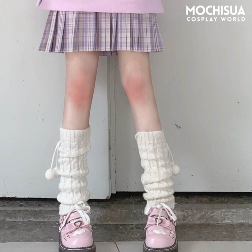 Tất Ống Len Nhún Pom Pom Phong Cách Học Sinh Nhật Bản Harajuku - TG002