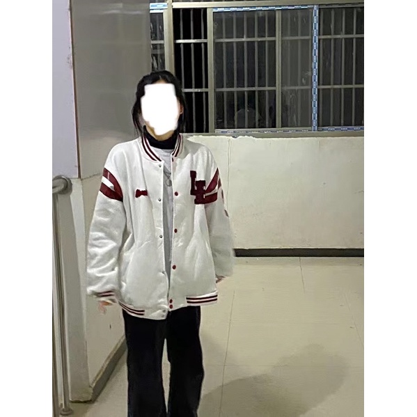 Áo khoác bomber varsity jacket nam nữ chữ LB thêu phù hợp mặc thu đông