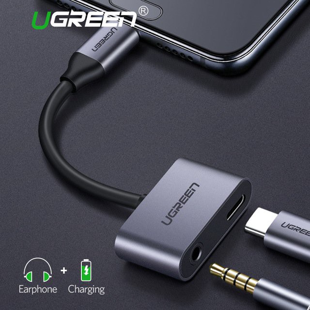 Cáp chuyển đổi USB Type C ra Audio 3,5mm Ugreen 50596 hỗ trợ sạc USB C